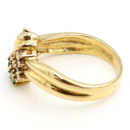 K18エメラルドダイヤモンドリング　E0.32ct　D0.18ct　リングサイズ14号　重量5.19ｇ(石の重量含む)　レディース（中古）