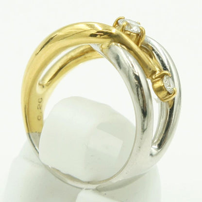 Pt900/K18ダイヤモンドリング　星の砂　D0.25ct　リングサイズ10号　重量9.83ｇ(石の重量含む) （中古）