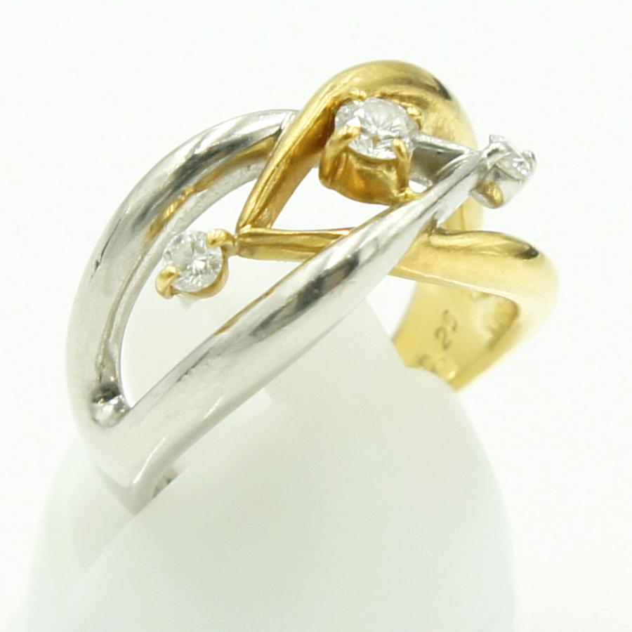 Pt900/K18ダイヤモンドリング　星の砂　D0.25ct　リングサイズ10号　重量9.83ｇ(石の重量含む) （中古）