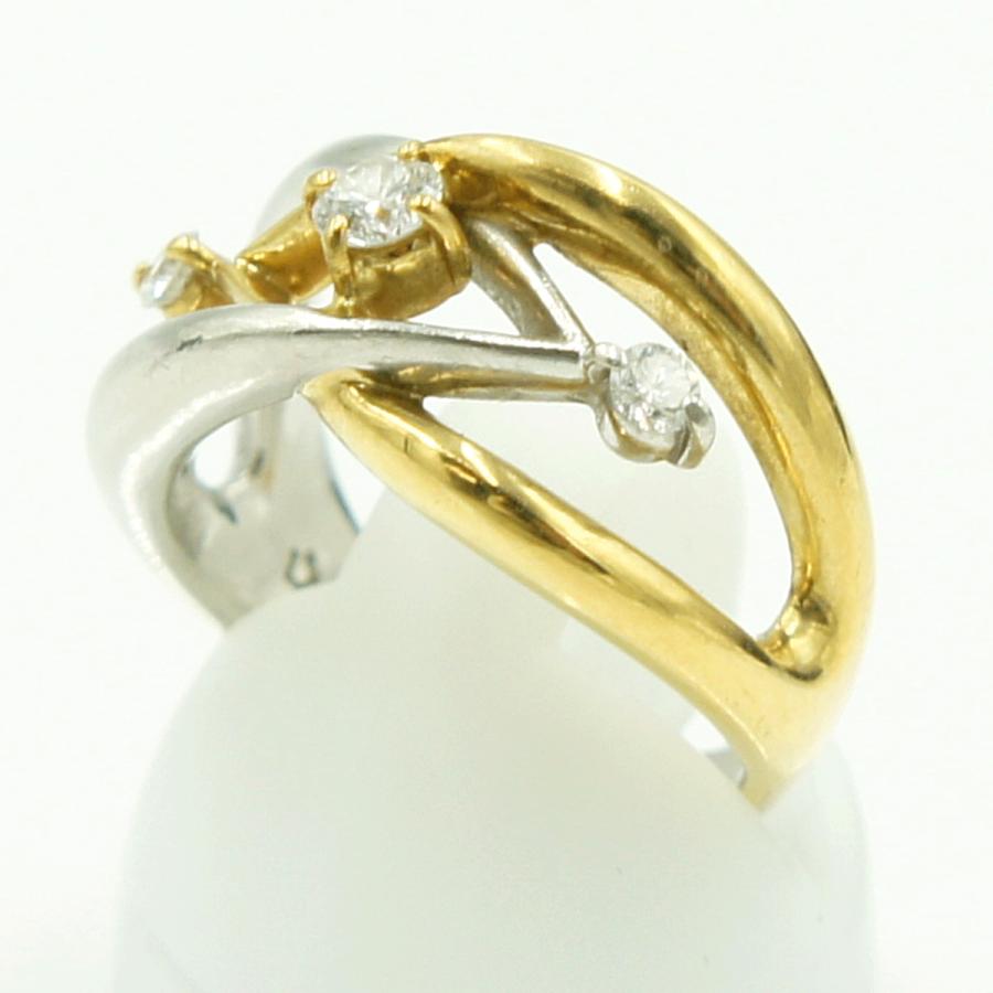 Pt900/K18ダイヤモンドリング　星の砂　D0.25ct　リングサイズ10号　重量9.83ｇ(石の重量含む) （中古）