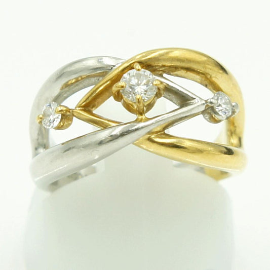 Pt900/K18ダイヤモンドリング　星の砂　D0.25ct　リングサイズ10号　重量9.83ｇ(石の重量含む) （中古）