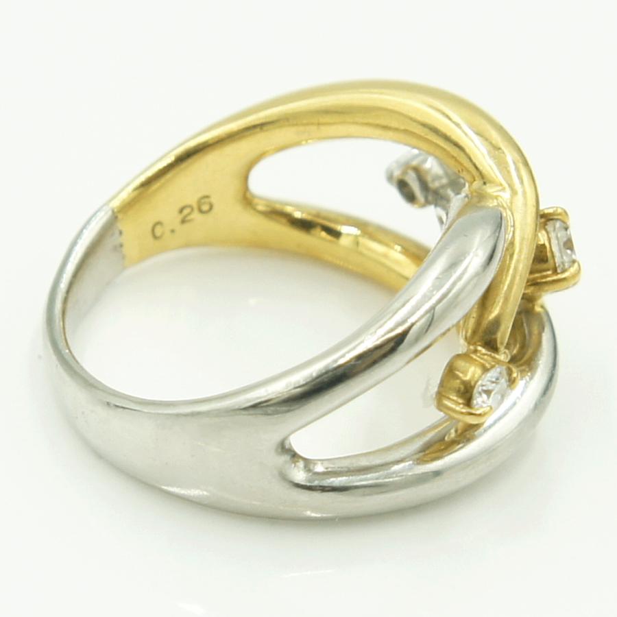 Pt900/K18ダイヤモンドリング　星の砂　D0.25ct　リングサイズ10号　重量9.83ｇ(石の重量含む) （中古）