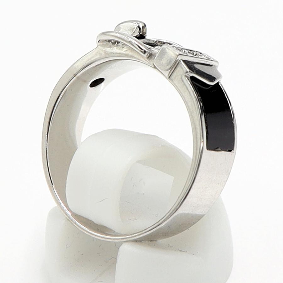 K18WGオニキスデザインリング　D0.07ct　リングサイズ14号　重量6.52ｇ(石の重量含む)　レディース（中古）