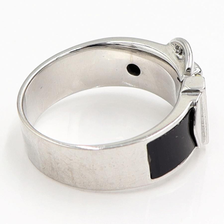 K18WGオニキスデザインリング　D0.07ct　リングサイズ14号　重量6.52ｇ(石の重量含む)　レディース（中古）