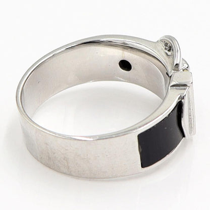 K18WGオニキスデザインリング　D0.07ct　リングサイズ14号　重量6.52ｇ(石の重量含む)　レディース（中古）