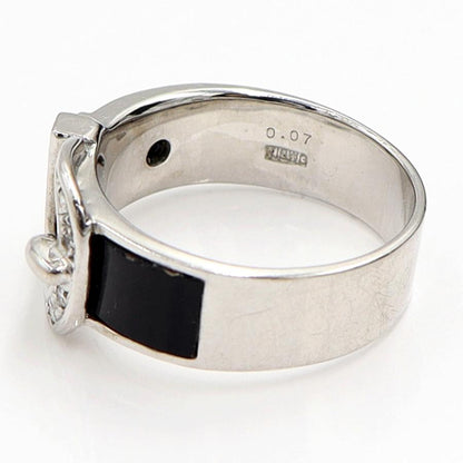 K18WGオニキスデザインリング　D0.07ct　リングサイズ14号　重量6.52ｇ(石の重量含む)　レディース（中古）