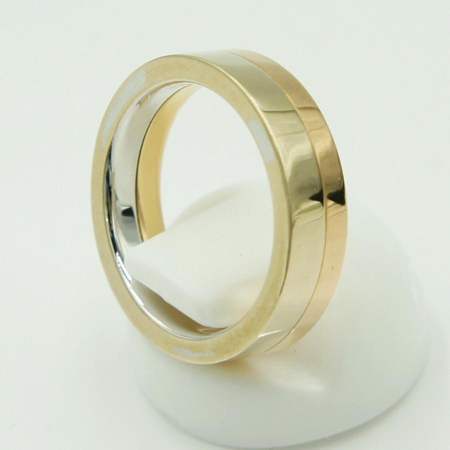 K18ファッションリング　ツーカラー　リング9号　重量4.91ｇ　レディース（中古）