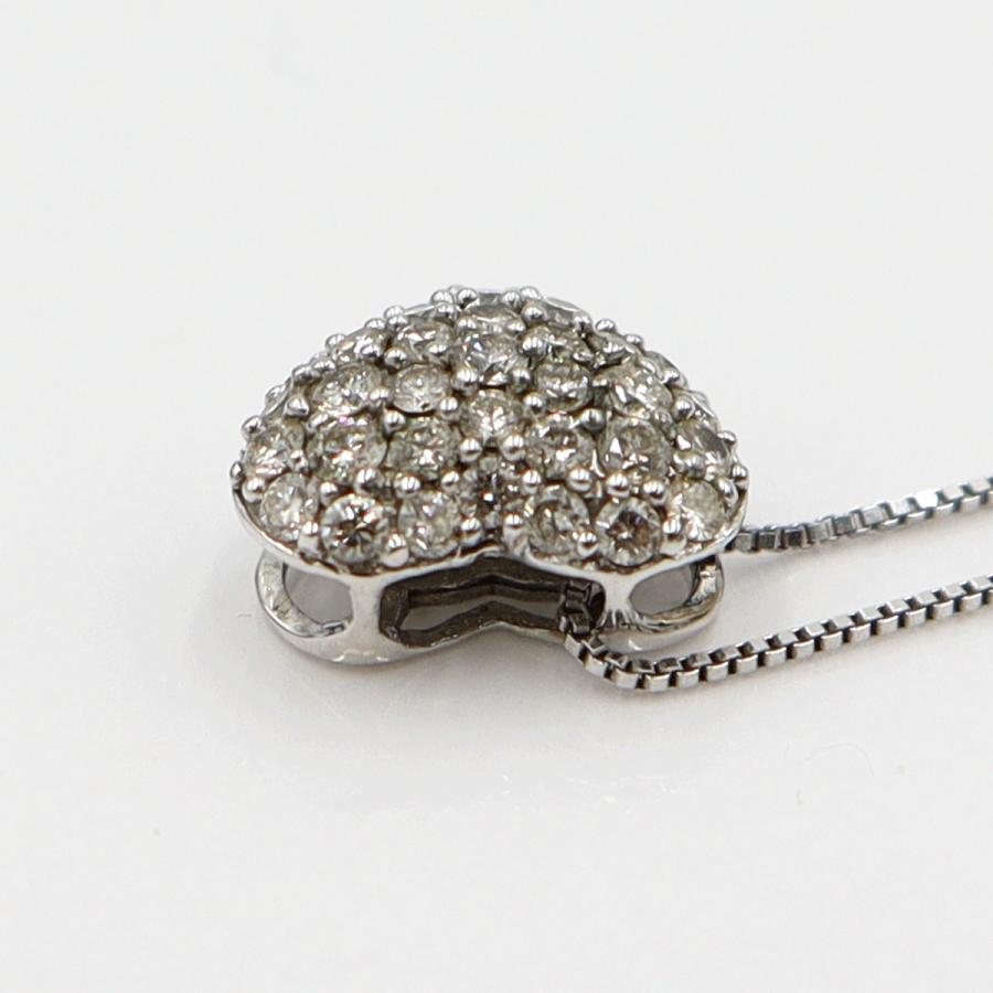 K18WGダイヤペンダントネックレス　ハートパヴェ　ネック長さ約40cm　重量2.48ｇ(石の重量含む)(中古)