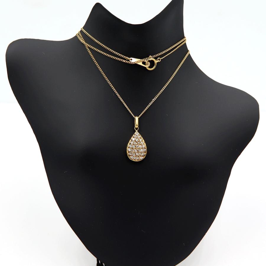 K18ダイヤペンダントネックレス　D0.30ct　ネック長さ約40cm　重量3.42ｇ(石の重量含む)(中古)