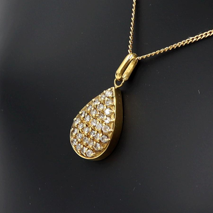 K18ダイヤペンダントネックレス　D0.30ct　ネック長さ約40cm　重量3.42ｇ(石の重量含む)(中古)