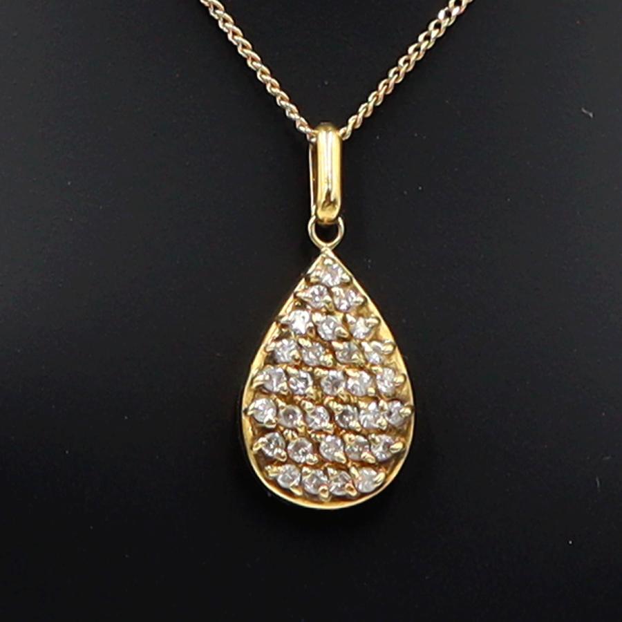 K18ダイヤペンダントネックレス　D0.30ct　ネック長さ約40cm　重量3.42ｇ(石の重量含む)(中古)