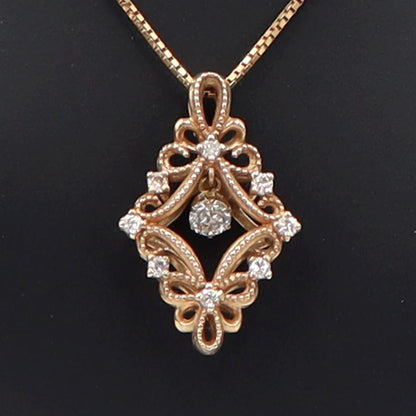 K18PGダイヤペンダントネックレス　D0.18ct　ネック長さ:44cm　重量3.23ｇ(石の重量を含む)(中古)