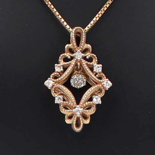 K18PGダイヤペンダントネックレス　D0.18ct　ネック長さ:44cm　重量3.23ｇ(石の重量を含む)(中古)