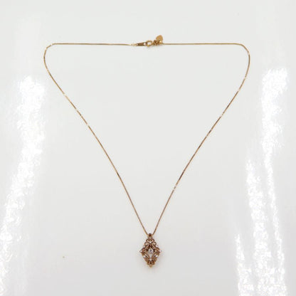 K18PGダイヤペンダントネックレス　D0.18ct　ネック長さ:44cm　重量3.23ｇ(石の重量を含む)(中古)