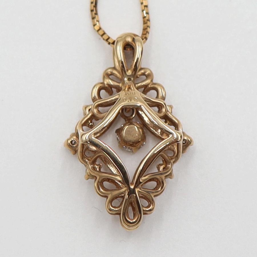 K18PGダイヤペンダントネックレス　D0.18ct　ネック長さ:44cm　重量3.23ｇ(石の重量を含む)(中古)