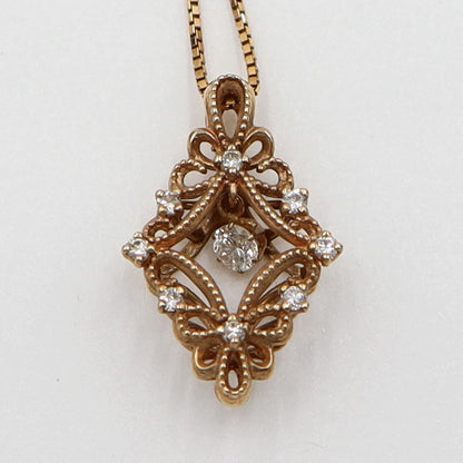 K18PGダイヤペンダントネックレス　D0.18ct　ネック長さ:44cm　重量3.23ｇ(石の重量を含む)(中古)