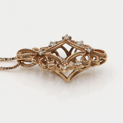 K18PGダイヤペンダントネックレス　D0.18ct　ネック長さ:44cm　重量3.23ｇ(石の重量を含む)(中古)