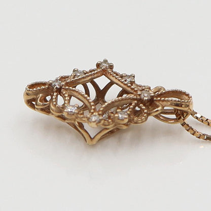 K18PGダイヤペンダントネックレス　D0.18ct　ネック長さ:44cm　重量3.23ｇ(石の重量を含む)(中古)