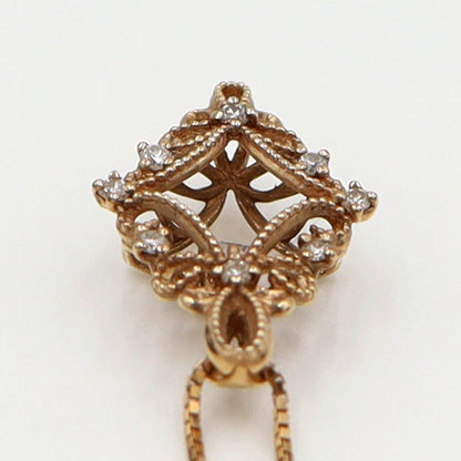 K18PGダイヤペンダントネックレス　D0.18ct　ネック長さ:44cm　重量3.23ｇ(石の重量を含む)(中古)