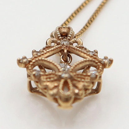 K18PGダイヤペンダントネックレス　D0.18ct　ネック長さ:44cm　重量3.23ｇ(石の重量を含む)(中古)