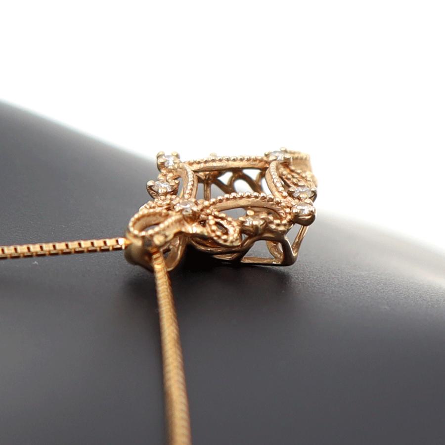 K18PGダイヤペンダントネックレス　D0.18ct　ネック長さ:44cm　重量3.23ｇ(石の重量を含む)(中古)