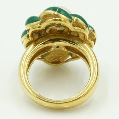 K18パール/メノウリング　パール9.0ｍｍ　リングサイズ13号　重量15.11g(石の重量含む)　レディース（中古）