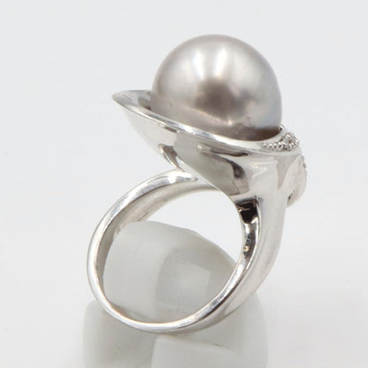 Pt900南洋球リング　P13.5mm　リングサイズ11号　重量20.50ｇ(石の重量を含む) (中古)