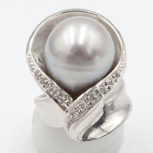 Pt900南洋球リング　P13.5mm　リングサイズ11号　重量20.50ｇ(石の重量を含む) (中古)