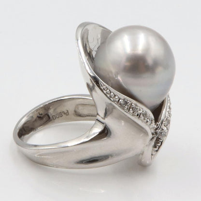 Pt900南洋球リング　P13.5mm　リングサイズ11号　重量20.50ｇ(石の重量を含む) (中古)