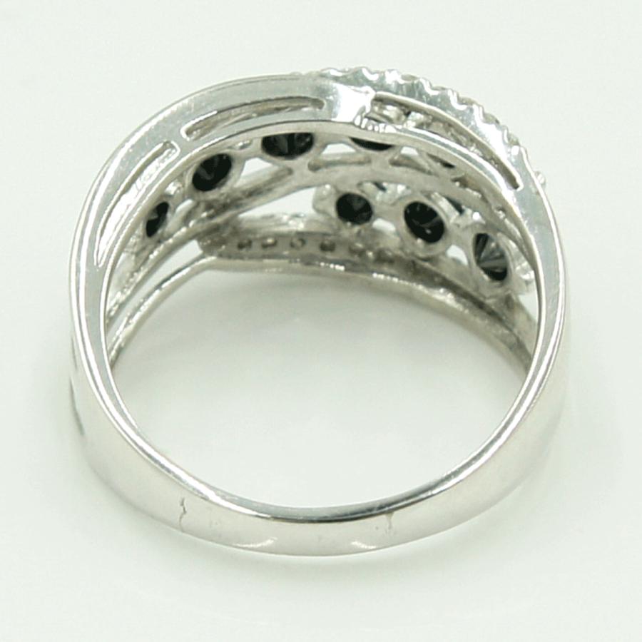 K18WGブラックダイヤモンドデザインリング　BD1.05ct　D0.27ct　リングサイズ16号　重量5.80ｇ(石の重量含む)（中古）
