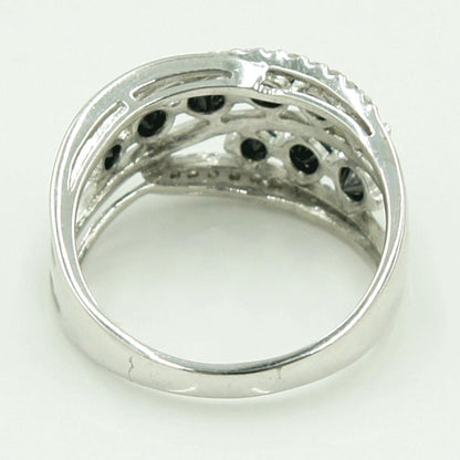 K18WGブラックダイヤモンドデザインリング　BD1.05ct　D0.27ct　リングサイズ16号　重量5.80ｇ(石の重量含む)（中古）