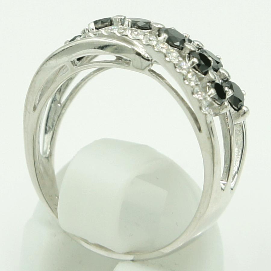 K18WGブラックダイヤモンドデザインリング　BD1.05ct　D0.27ct　リングサイズ16号　重量5.80ｇ(石の重量含む)（中古）