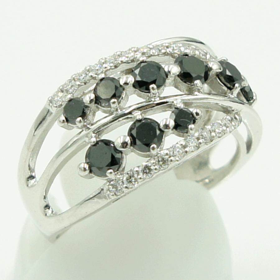 K18WGブラックダイヤモンドデザインリング　BD1.05ct　D0.27ct　リングサイズ16号　重量5.80ｇ(石の重量含む)（中古）