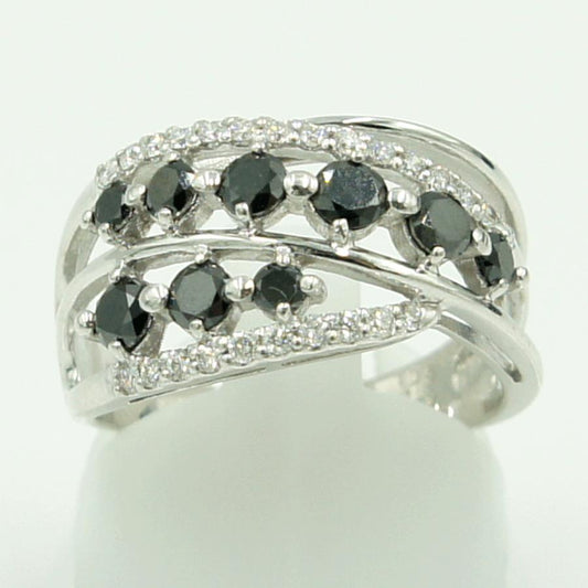 K18WGブラックダイヤモンドデザインリング　BD1.05ct　D0.27ct　リングサイズ16号　重量5.80ｇ(石の重量含む)（中古）