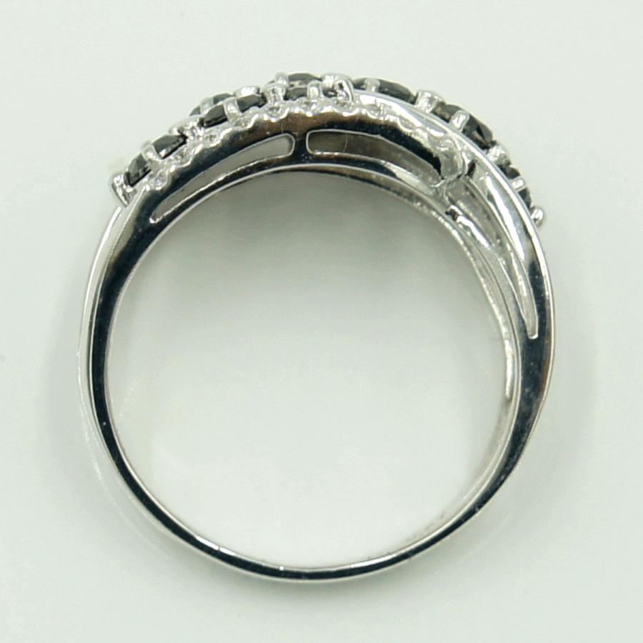 K18WGブラックダイヤモンドデザインリング　BD1.05ct　D0.27ct　リングサイズ16号　重量5.80ｇ(石の重量含む)（中古）