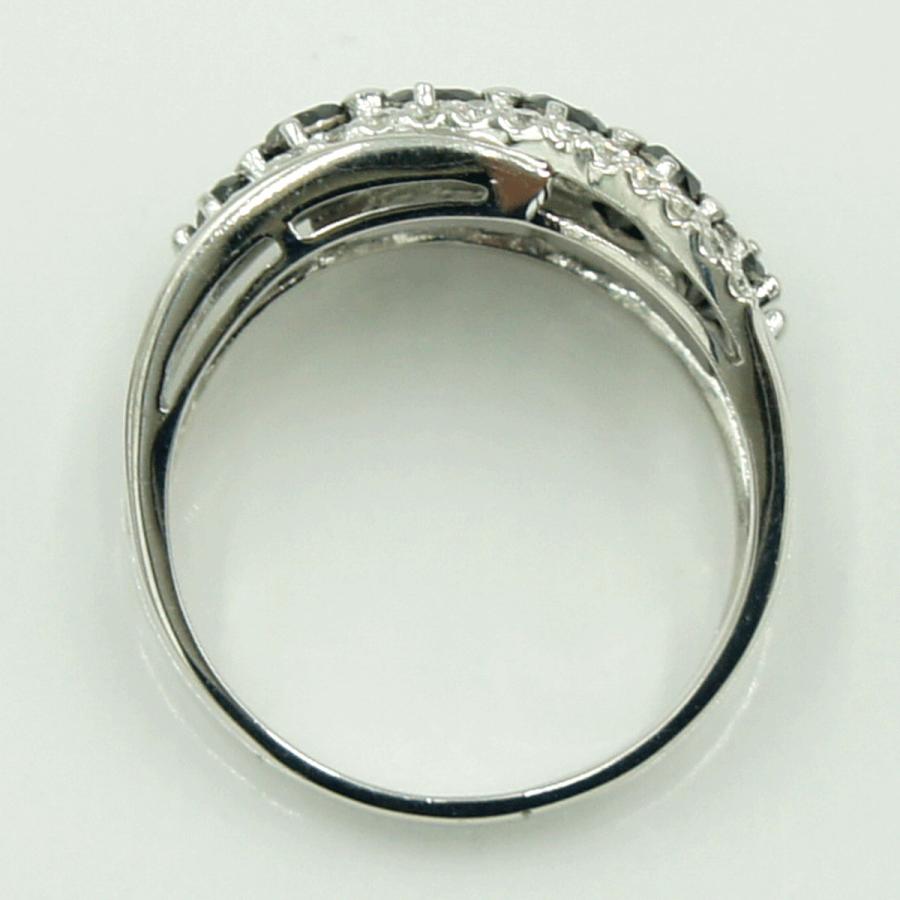 K18WGブラックダイヤモンドデザインリング　BD1.05ct　D0.27ct　リングサイズ16号　重量5.80ｇ(石の重量含む)（中古）