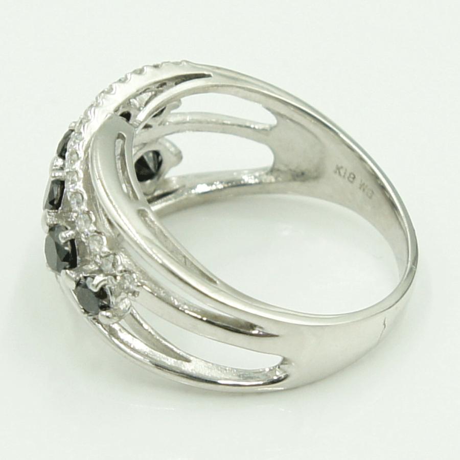 K18WGブラックダイヤモンドデザインリング　BD1.05ct　D0.27ct　リングサイズ16号　重量5.80ｇ(石の重量含む)（中古）
