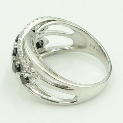K18WGブラックダイヤモンドデザインリング　BD1.05ct　D0.27ct　リングサイズ16号　重量5.80ｇ(石の重量含む)（中古）