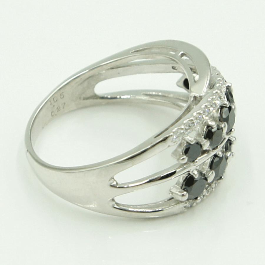 K18WGブラックダイヤモンドデザインリング　BD1.05ct　D0.27ct　リングサイズ16号　重量5.80ｇ(石の重量含む)（中古）