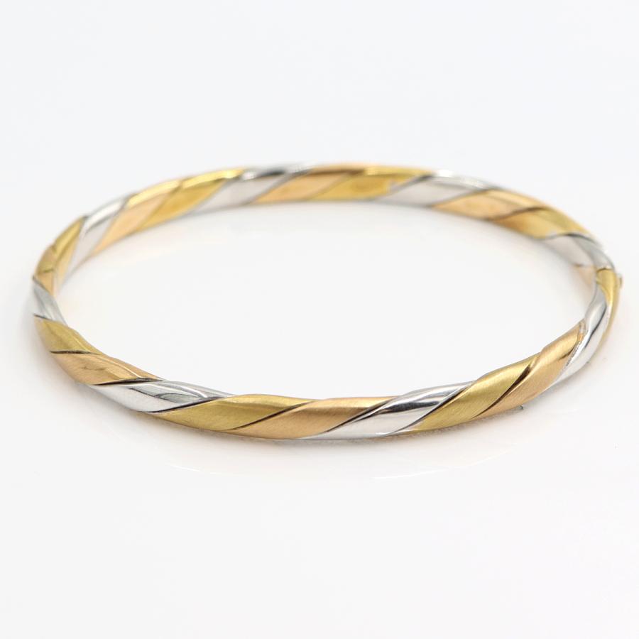 750スリーカラーバングル　長さ16.5cm　重量20.16ｇ（中古）