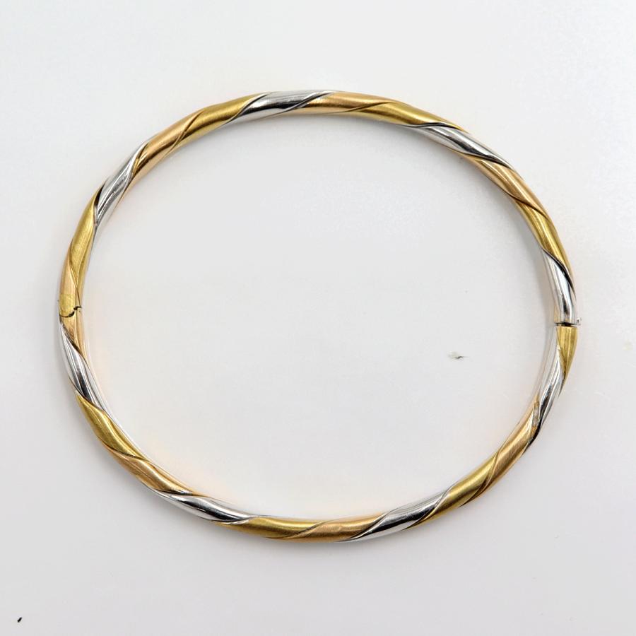 750スリーカラーバングル　長さ16.5cm　重量20.16ｇ（中古）