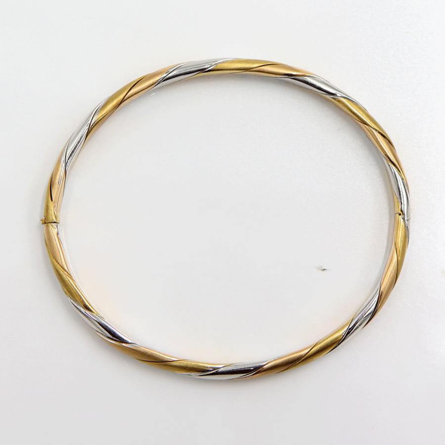 750スリーカラーバングル　長さ16.5cm　重量20.16ｇ（中古）