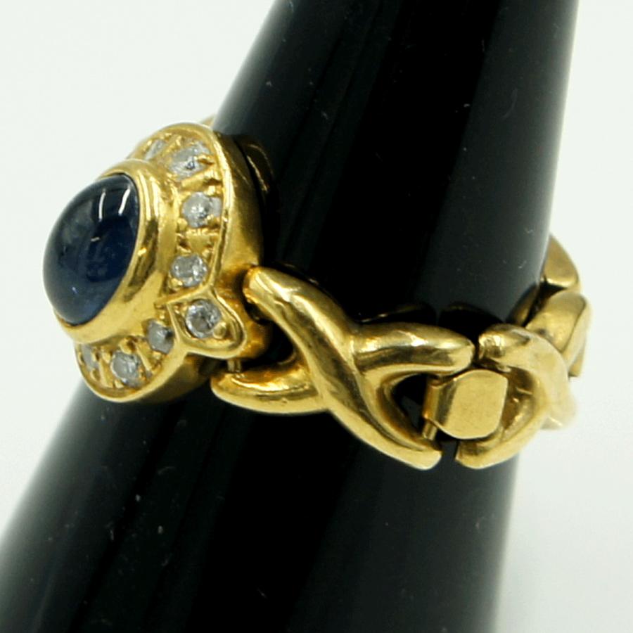 K18サファイアダイヤモンドリング　S1.48ct　D0.20ct　リングサイズ13号　重量5.75ｇ(石の重量含む)　レディース（中古）