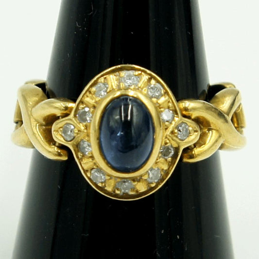 K18サファイアダイヤモンドリング　S1.48ct　D0.20ct　リングサイズ13号　重量5.75ｇ(石の重量含む)　レディース（中古）