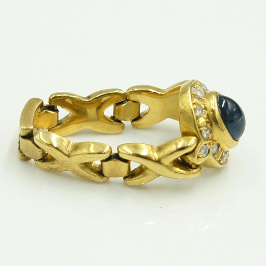 K18サファイアダイヤモンドリング　S1.48ct　D0.20ct　リングサイズ13号　重量5.75ｇ(石の重量含む)　レディース（中古）