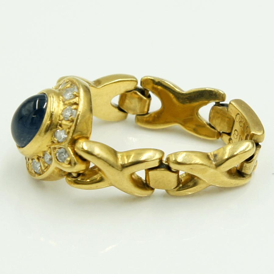 K18サファイアダイヤモンドリング　S1.48ct　D0.20ct　リングサイズ13号　重量5.75ｇ(石の重量含む)　レディース（中古）