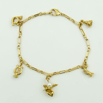 ミキモト(MIKIMOTO)K18パールブレスレット「天使の楽器」　腕回り長さ 約15.5cm　重量8.21ｇ(石の重量含む)　レディース（中古）