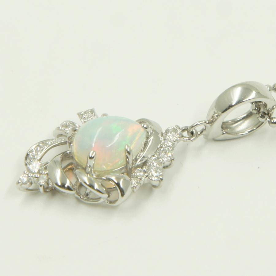 Pt900/850/K14WGオパールダイヤモンドネックレス OP1.038＆D0.229ct　鑑別書有り　重量7.3g　レディース（中古）