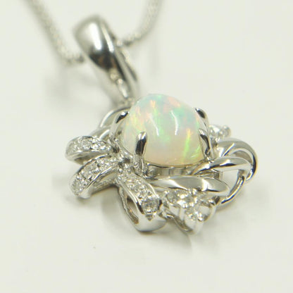 Pt900/850/K14WGオパールダイヤモンドネックレス OP1.038＆D0.229ct　鑑別書有り　重量7.3g　レディース（中古）