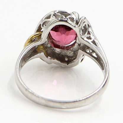 Pt900/K18トルマリンダイヤモンドリング　T2.40ct　D0.05ct　リングサイズ16号　重量6.52ｇ(石の重量含む)　レディース（中古）